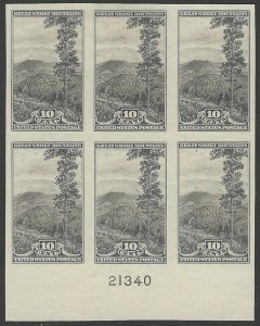 US, Scott #765, 10¢ National Parks issue,  NGASI LH,  PB of 6, CV $45.00