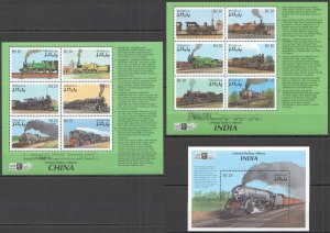 K0685 2000 Maldives Trains Oriental Railway History India China ! 2Kb+1Bl Mnh