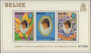 Belize #624, Complete Set, Souvenir Sheet Only, 1982, Royalty, Never Hinged