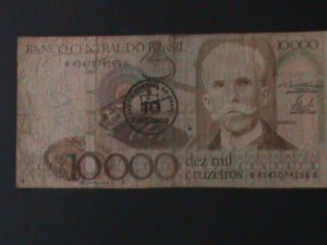 ​BRAZIL-1986-CENTRAL BANK-$ 10 CURZEIROS ON 100000 CIR-VERY FINE-HARD TO FIND