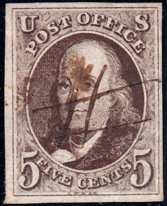 U.S. 1a 1847 Used VF NICE (60522) 