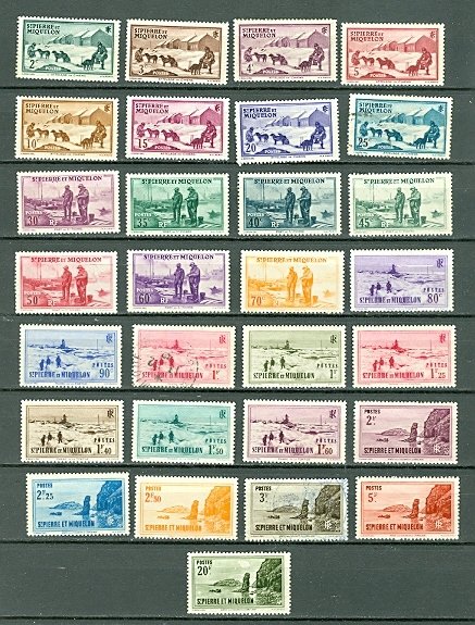 ST. PIERRE & MIQUELON 1938 #172/204... MINT/USED(3)...$40.00