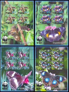 Aitutaki 2008 BUTTERFLIES Scott #539-542 4 MS of 4 Mint Never Hinged