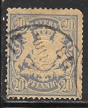 Bavaria 62d: 20pf Coat of Arms, used, F