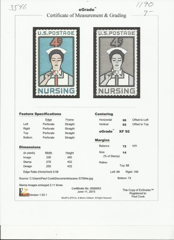 # 1190 MINT NEVER HINGED STUDENT NURSING     XF+