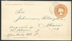 MEXICO 1909 5c envelope used...............................................60543