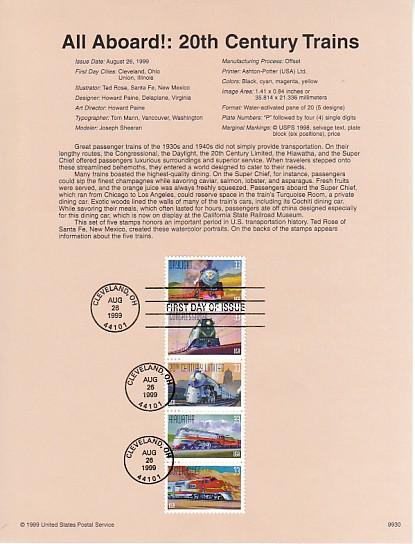 U.S. Souvenir Page SP1322 20th Century Trains 3337a 