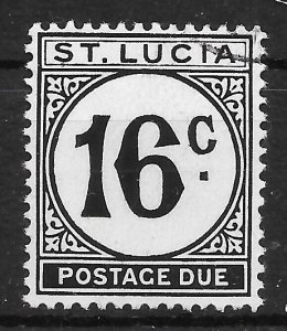 ST.LUCIA SGD10a 1952 16c BLACK POSTAGE DUE USED