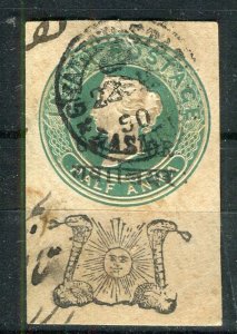 INDIA; GWALIOR 1890s- early QV Local used Postal Stationary PIECE