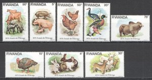 Wb329 1978 Rwanda Fauna Farm Animals Birds 1Set Mnh