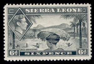SIERRA LEONE GVI SG195, 6d grey, LH MINT.