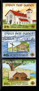 Papua New Guinea Scott 775-777  MNH** Church  set 1991