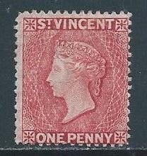 St. Vincent #43 MH 1p Queen Victoria Wmk. 2 - Rose Red