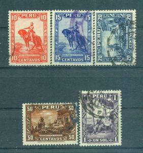 Peru sc# 319-323 used cat value $2.10