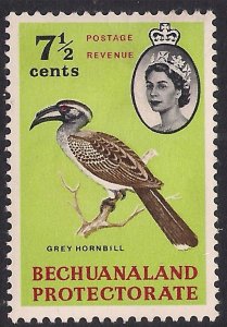 Bechuanaland 1961 QE2 7 1/2ct African Grey Hornbill MM SG 173 ( R1251 )