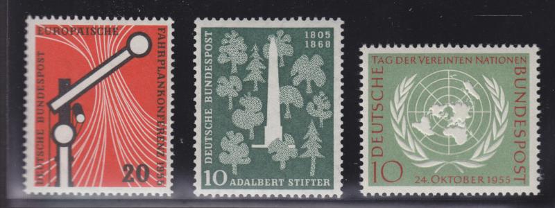 Germany Sc 734-736 MLH. 1955 issues, run of 3 cplt sets F-VF