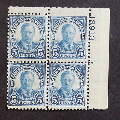 1927 Theodore Roosevelt F/VF Scott 637 MNH 5 Cent Plate B...