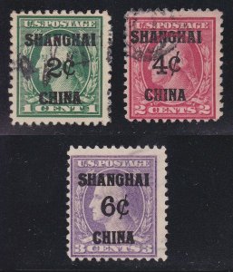 US K1-K3 Shanghai Overprint Used Lot F-VF SCV $280