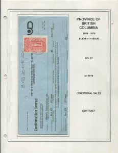 CANADA REVENUE BCL57 USED BRITISH COLUMBIA LAW STAMP DOCUMENT