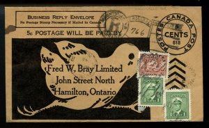 ?KEYHOLE registration handstamp MOUNTVILLE, N.B. 1945 WAR ISSUE cover Canada