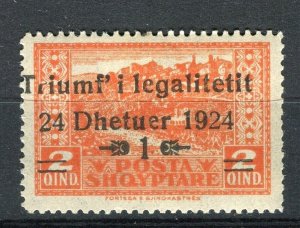 ALBANIA; 1925 early ' Dhetuer 1924 ' Govt Return Mint hinged 1/2q. value