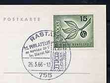 Postmark - West Germany 1966 postcard with special Rastat...