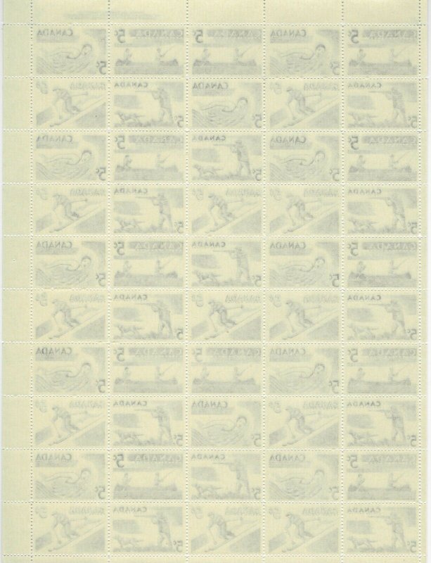 CANADA - #365-#368 - 5c RECREATION SPORTS UR PLATE #1 FULL SHEET (1957) MNH 