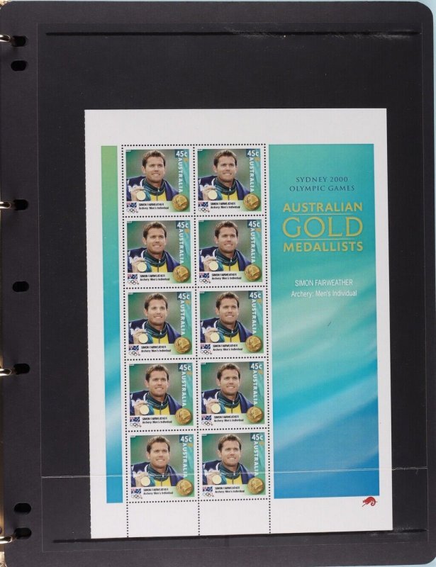 AUSTRALIA 2000 Sydney Olympics PO Album with set of Gold Medallists sheetlets.