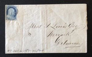 TangStamps: US Stamp #9 1854 Letter Philadelphia to Daleware w Original Content