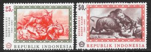 INDONESIA 1967 Artist Radan Saleh Paintings Set Sc 730-731 MNH