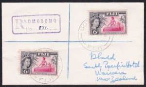 FIJI 1965 registered cover ex SOMO SOMO to New Zealand.....................B3790