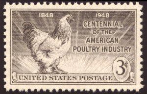 US 968 3c 1948 American Poultry Centennial - Rooster PSAG grade 100 NH