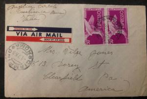 1953 Roma Italy Airmail Cover To Clearfield Pa USA Back Stamps