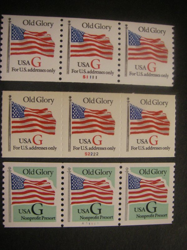 G Flag Coil Collection, Scott 2888 - 2893, Six PNC3s, MNH Coil Beauties