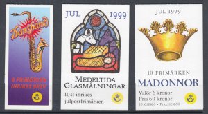 Sweden Sc 2359a, 2362a, 2364a, intact booklets. 1999 Music & Christmas, fresh