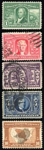 US Stamps # 323-7 Used VF Scott Value $85.00