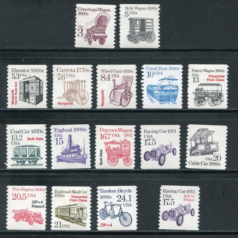 2252-2266 Transportation Coil Stamp Set MNH With 1 Precancel