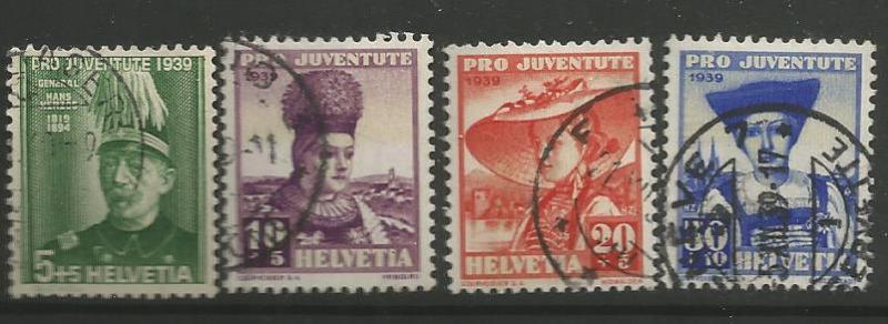 SWITZERLAND B96-99, USED,C/SET OF 4 STAMPS, HANS HERZOG & GIRLS OF TOWNS, SUR...