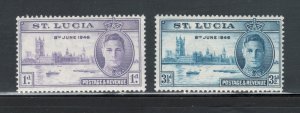 St. Lucia 1946 Peace Omnibus Issue Scott # 127 - 128 MH