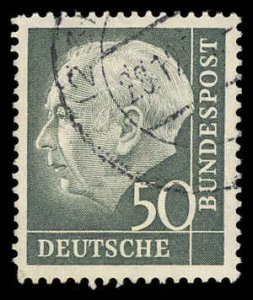 GERMANY Sc 714 F-VF/USED - 1954 50p - Theodor Heuss