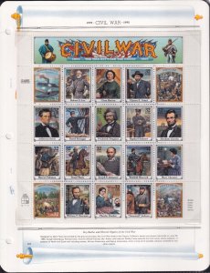 Scott #2975a Civil War (1861-1865) 4 White Ace Pages - Sheet & Singles