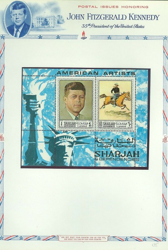 SHARJAH   MEMORIAL TRIBUTE TO J.F. KENNEDY AMERICAN ARTISTS  SET & S/S 