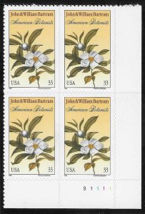 US#3314 - 33c  John & William Bartram -PB of 4 CV $3.00