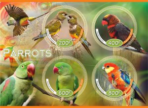 Stamps. Birds, Parrots 2020 year, 1+1 sheets MNH ** perforated