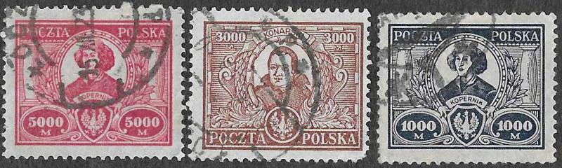 Poland SC 192-194 - Copernicus & Konarski - Used - 1923