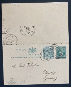 1892 Gibraltar Reply Postal Stationery Postcard Cover To Ulm Germany