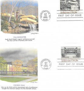 1982 FDC, #2019-2022, 2022a, 20c American Architecture, Fleetwood (5)