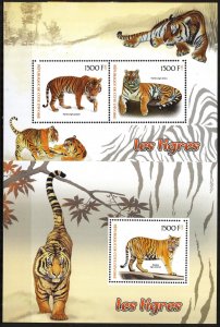 Ivory Coast 2017 Wild Cats Tigers 2 S/S MNH