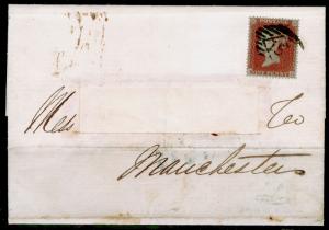 SG16b, 1d red-brown PLATE 93, FINE USED. Cat £2200. ARCHER PERF ON COVER. CERT.