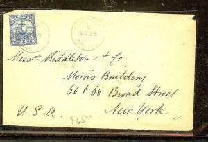 GRENADA  (P2104B)  1906 BOAT 2 1/2D COVER TO USA